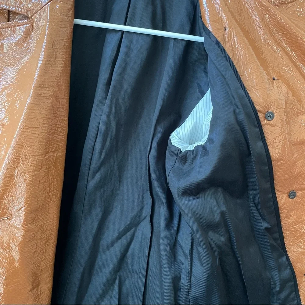 Veronica Beard Finnick Dickey Trench Coat Faux Leather Brown Size 4